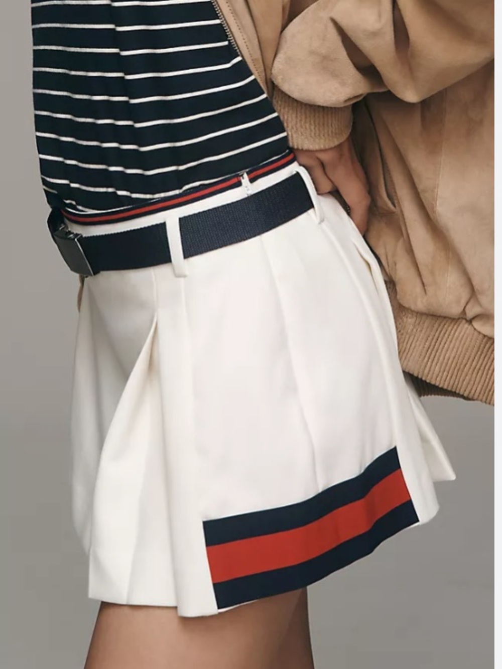 Anthropologie by Maeve white, red, navy pleated sporty tennis skirt size small - Picture 1 of 8